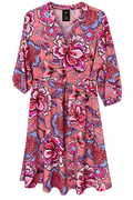 Pink Floral Drawstring Waist Dress