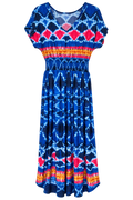Blue Tye-Dye Tassel Tie Maxi Dress