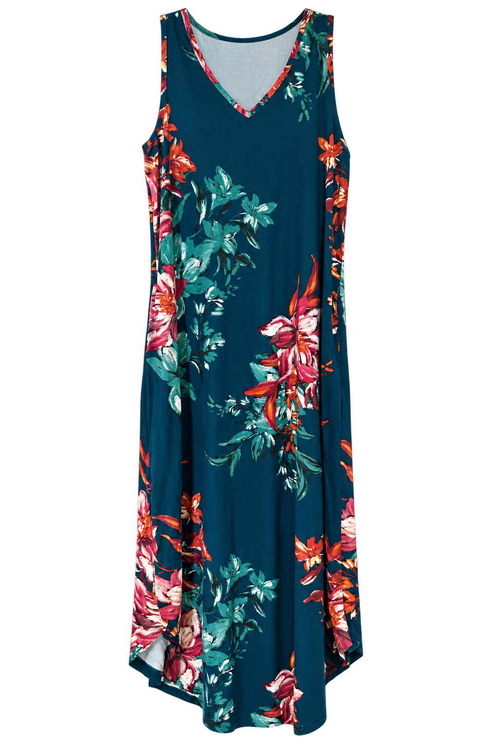 Teal Floral Maxi Dress