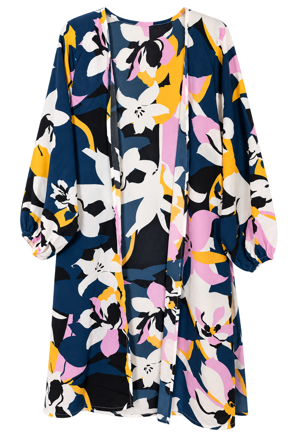 Floral Bubble Sleeve Duster